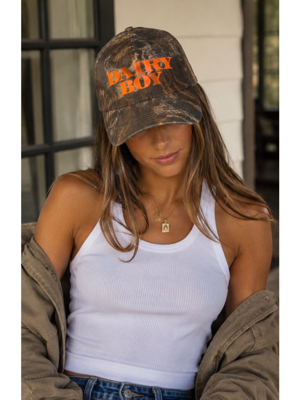 NWT Dairy Boy River Camo Hat Orange Logo Adjustable Snapback Unisex